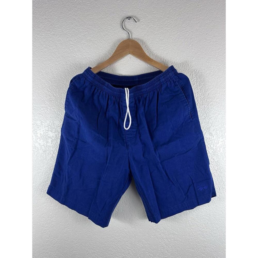 Stussy Blue Drawstring Shorts Made In USA Cotton Streetwear Mens Size M - Picture 4 of 8
